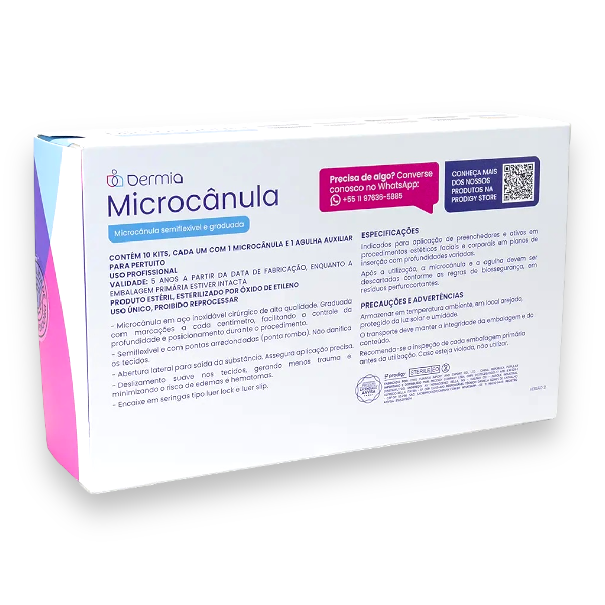 Microcânula 22x50mm Dermia Flexíveis Preenchimento harmonização - 10un